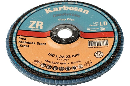 Диск лепестковый INOX 180х22 мм низкой плотности Karbosan KAR-982740