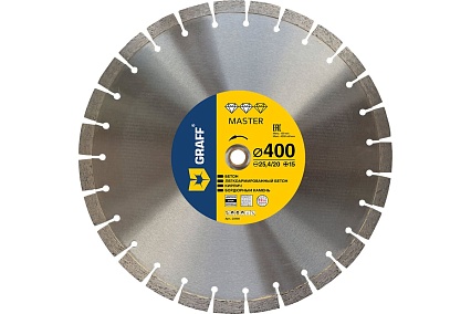 Алмазный диск по бетону и камню Master 400x15x3x25.4/20 мм GRAFF 23400