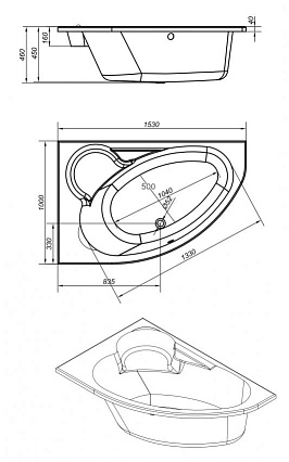 Акриловая ванна Cersanit Kaliope 153x100 L