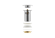 Донный клапан Aquatek AQ6002CR с переливом, Push-open, хром