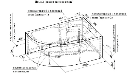 Акриловая ванна Ваннеса Ирма 150х97 с г/м Баланс хром, R