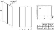 Душевая панель Jacob Delafon Serenity E14W100-BLV 100x200, черный профиль