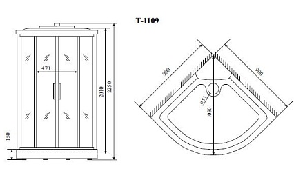 Душевая кабина Timo Standart T-6609 Silver 90x90, четверть круга, хром