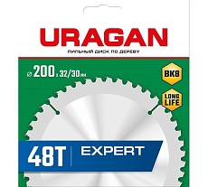 Диск пильный по дереву Uragan Expert 200х32/30 мм, 48Т 36802-200-32-48_z01