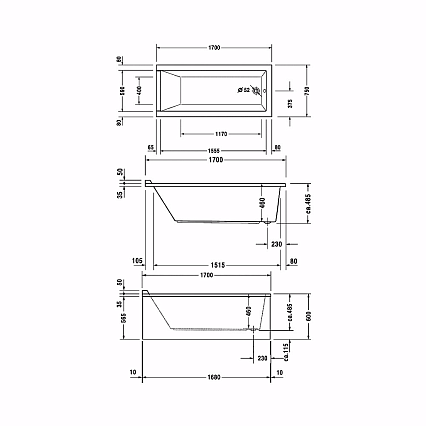 Акриловая ванна Duravit Starck 170x75 см, арт. 700335000000000