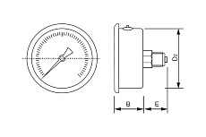 Манометр от 0 до 25 бар из нержавеющей стали, D40 мм, NPT 1/8&quot;, штуцер сзади по центру A-Flow G20-S-2N-40B-25bar