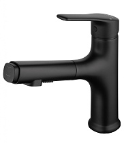 Смеситель для раковины Wonzon&Woghand WW-AE4151-MB выдвижной излив, черный матовый