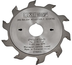 Диск пильный подрезной регулируемый (100х20х2.8-3.6 мм; Z=10+10) CMT 289.100.20H