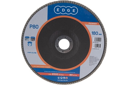 Круг лепестковый торцевой КЛТ (180х22.23 мм; P80) EDGE by PATRIOT 819010015