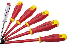 Набор диэлектрических отверток Stayer Profi-Electro SL:3.0x75 мм/4.0x100 мм/5.5x125 мм/PH:№1x80 мм/2x100 мм/100-250 В тестер 6 шт. 25145-H6_z01