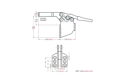 Механический зажим с горизонтальной ручкой, усилие 227кг Goodhand GH-225-DSM