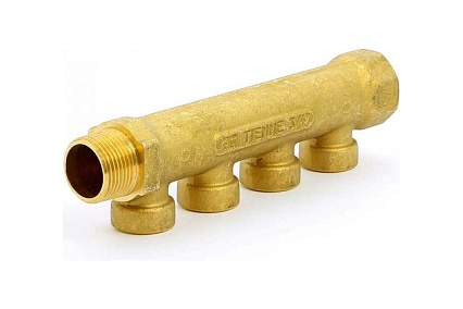 Коллектор Tiemme 4 отвода, 3/4"х1/2"В (латунь) 1910038 / 1934G050404