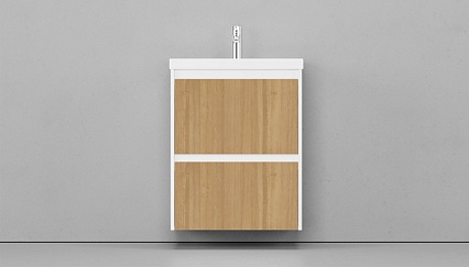 Мебель для ванной Velvex Klaufs 60 см подвесная, 2 ящика, белый глянец/дерево шатанэ
