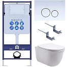 Подвесной унитаз SET Aquatek Классик-015 4в1, кнопка белый
