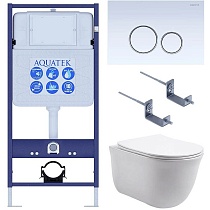 Подвесной унитаз SET Aquatek Классик-015 4в1, кнопка белый