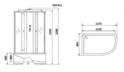 Душевая кабина Niagara Ultra NG-910-01L 120x80 стекло тонированное, левая