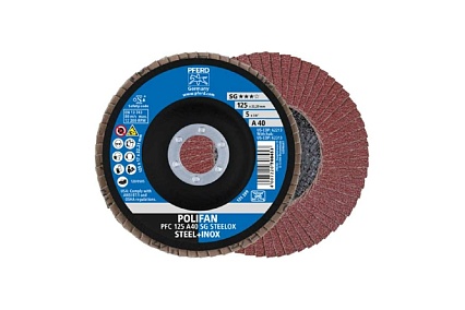 Круг шлифовальный лепестковый PFC 125 A40 SG STEELOX PFERD 67704125