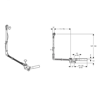 Слив-перелив Geberit Uniflex 150.525.21.1 удлиненный