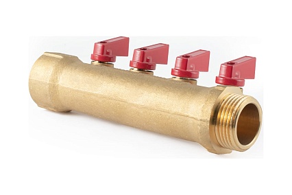 Коллектор с шаровыми кранами PROFACTOR в/н 1" х 4 вых 1/2"нар PF MV 265.4