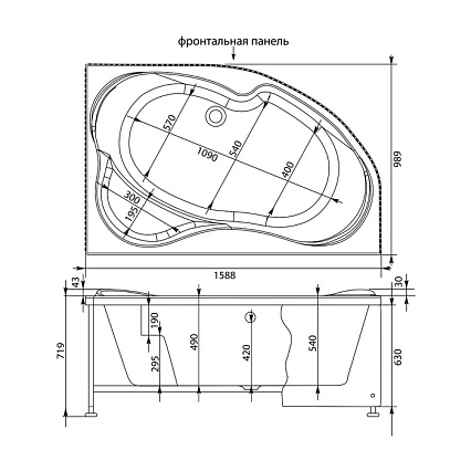 Акриловая ванна Aquanet Capri 160x100 R