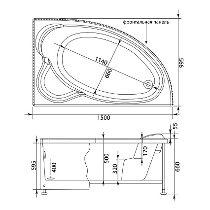 Акриловая ванна Aquanet Mayorca 150x100 R