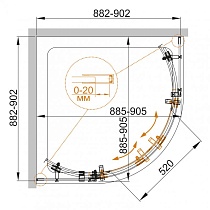 Душевой уголок Cezares STYLUS-O-M-R-2-90-C-Cr 90x90 прозрачный, хром