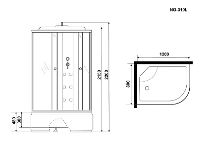 Душевая кабина Niagara Ultra NG-310-01L 120x80 с матовой полосой, с г/м, L