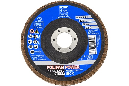 Круг шлифовальный лепестковый PFC 125 Z80 SG POWER STEELOX PFERD 67788126