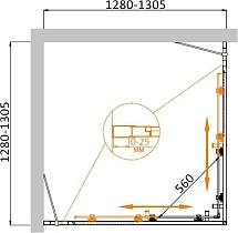 Душевой уголок Cezares MOLVENO-A-22-100+30-C-BORO-IV 130x130 прозрачный, брашированное золото