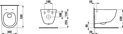 Подвесной унитаз Laufen Pro Rimless Z.RU93.0.761.5 с инсталляцией LIS CW401 4в1 кнопка хром глянцевый