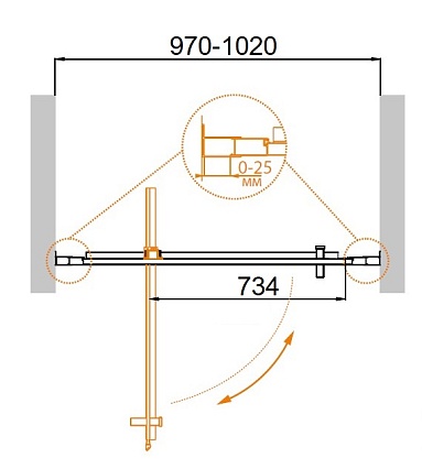 Душевая дверь Cezares MOLVENO-BA-1-100-C-Cr-IV 100x190 прозрачная