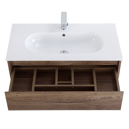 Тумба с раковиной BelBagno Kraft 80 см 1 ящик, полка Rovere Tabacco