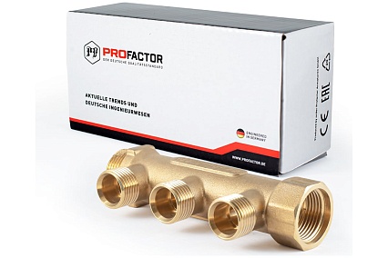 Коллектор латунный PROFACTOR в/н 3/4" х 3 вых 1/2"нар PF MF 262.3