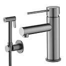 Смеситель для раковины Timo Saona 2360/18G с гигиеническим душем, черное золото