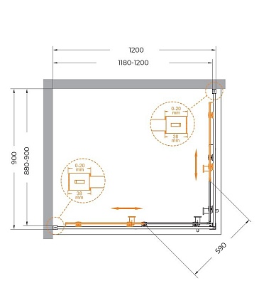 Душевой уголок Cezares Relax 120x90 прозрачный, брашированное золото RELAX-304-AH-2-120/90-C-BORO