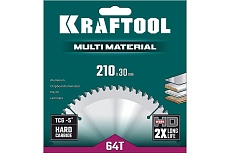 Диск пильный по алюминию Kraftool Multi material 210x30 мм, 64Т 36953-210-30