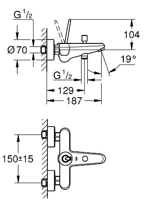 Смеситель для ванны Grohe Eurodisc Joystick 23431000