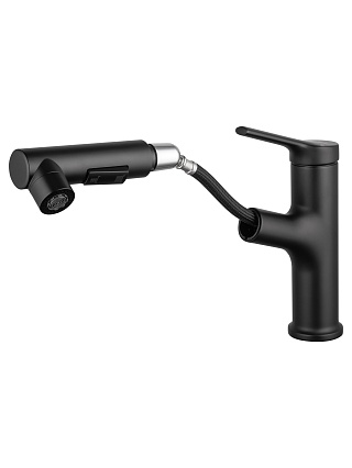 Смеситель для раковины Wonzon&Woghand WW-A40862-MB выдвижной излив, черный матовый