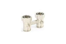 Прямой узел Uni-Fitt НВ 3/4&quot;ЕК х 3/4&quot;ЕК радиаторный, со встроенными кранами, 2-трубная система 192N3300