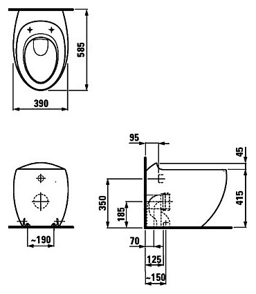 Приставной унитаз Laufen Alessi  IL Bagno 8.2197.1.400.000.1