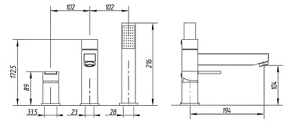 Смеситель на борт ванны Migliore Kvant ML.KVT-2755.CR