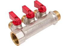 Латунный коллектор Terma 3/4&quot;в/н с 3-мя шаровыми кранами на 1/2&quot; (нар.резьбы) (14016) 41232