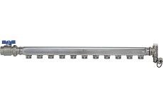 Распределительный коллектор ColSys IVR 871B 11 выходов, с шаровым краном, краном Маевского и дренажным клапаном 187111В11