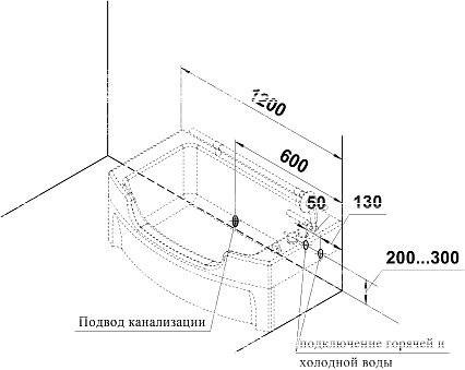 Акриловая ванна Радомир Чарли 120х69 (без смесителя и полотенцедержателя)