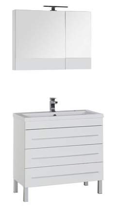 Мебель для ванной Aquanet Верона 90 см напольная с ящиками, белый