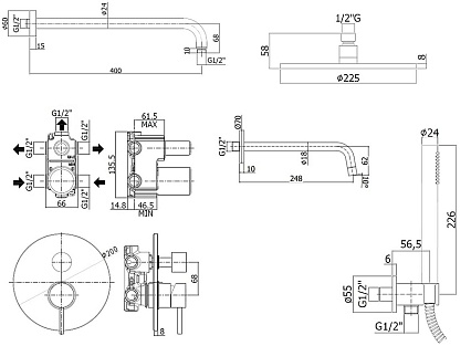 Душевой набор Paffoni Light KITLIG019NO046 черный матовый