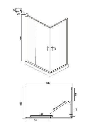 Душевой уголок Ambassador Kingston 100x90 14011121 прозрачный, хром