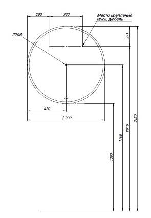 Зеркало Aquanet Арт 90x90 см с подсветкой RGB 00334547