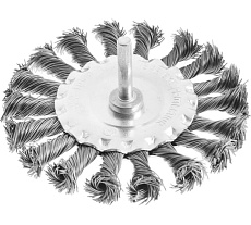 Щетка металлическая для дрели со шпилькой, крученая проволока, плоская, 100 мм Тундра 2768005