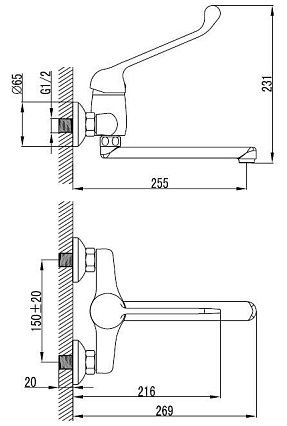 Смеситель медицинский Lemark Project LM4611C